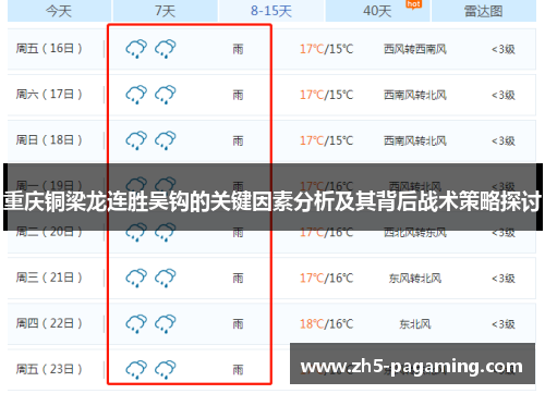重庆铜梁龙连胜吴钩的关键因素分析及其背后战术策略探讨 重庆铜梁龙连胜吴钩的关键因素分析及其背后战术策略探讨